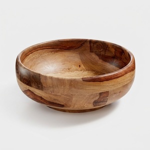 Bol décoratif moderne de luxe en bois de manguier fait main, design à grain unique, centre de table, bol à soupe en bois durable - Product Image 3