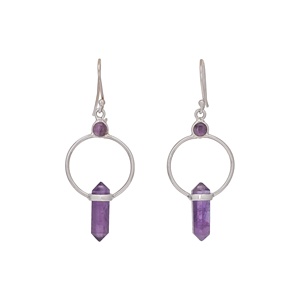 Boucles d'oreilles pendantes en argent sterling avec améthyste, bijoux de grossiste, fabricant de bijoux - Product Image 1