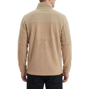 Full Zip Thick Breathable Polar Fleece Jacket <b>Sand</b> Tan Winter Coat Symmetrical Rectangular Chest Patch Pockets Winter Jackets - Product Image 2