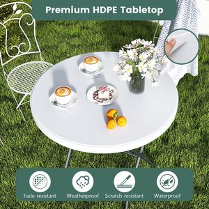 โต๊ะพับกลางแจ้งทรงกลมขนาด 32 นิ้วพร้อมท็อปโต๊ะหนาสำหรับปิกนิก - Product Image 6