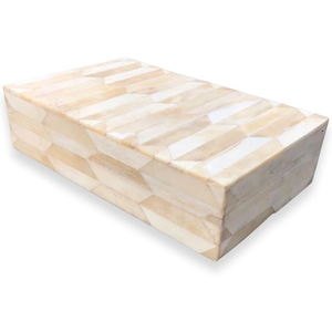 Nouvelle Arrivée Boîte à Bijoux Rectangulaire en Bois avec Incrustation d'Os pour Bagues, Colliers, Boucles d'Oreilles - Style Indien, Boîte en Os Emballée en Carton - Product Image 2