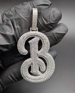 Luxury Custom Letter B Pendant Moissanite Diamond 925 <b>Silver</b> Iced Out Hip Hop <b>Initial</b> <b>Necklace</b> Charm Gift For Unisex - Product Image 1