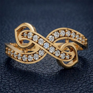 Anillo de Compromiso Clásico para Mujer con Tres Piedras Redondas de Diamante Cultivado en Laboratorio, Diseño de Hoja Infinita, Certificado IGI, Joyas RIZTA - Product Image 1