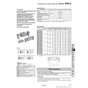 Pièces pneumatiques MHL2-10D SMC Pneumatics Air Gripper - Product Image 1