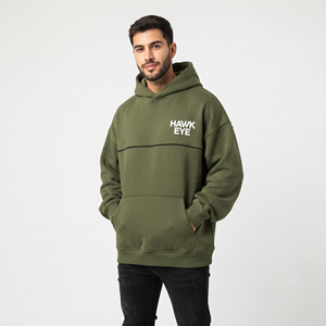 Sudadera con Capucha Oversize para Hombre, Estilo Urbano, Hombros Caídos, Logotipo Personalizado, Venta al por Mayor, Alta Calidad, Color Verde Oliva, Sudadera Moderna para Hombre - Product Image 5