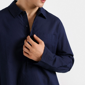 Camisetas 100% Algodón, Transpirables, Tejidas, Ajustadas, Casuales, con Patrón Sólido, Teñidas con Hilo, Técnicas de Teñido, Formales - Product Image 5