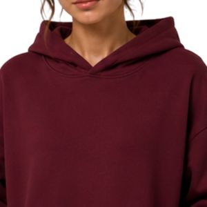 Sudadera con Capucha Extra Grande para Mujer, Color Borgoña, con Diseño Minimalista de Pedrería, Felpa de Algodón Premium, Estilo Casual de Invierno - Product Image 5