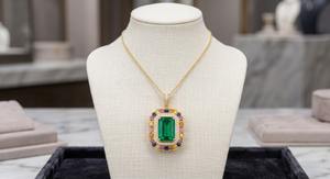 Collar con Colgante de Plata de Ley 925 con Corte Esmeralda Ortodoxo Estilo Italiano, Chapado en Oro de 18K, Regalo de Compromiso, Lujoso para Fiestas - Product Image 4
