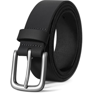 Ceinture pour homme en cuir pleine fleur véritable, faite à la main, classique, avec boucle, pour tenue habillée et décontractée - Product Image 3