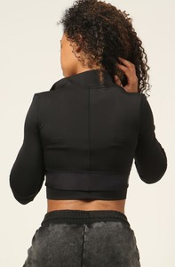 เสื้อแจ็คเก็ตผู้หญิงทรงเข้ารูป ซิปหน้า สีดำ แบบครอป ใส่ได้สองด้าน ระบายอากาศได้ดี น้ำหนักเบา ไร้ตะเข็บ - Product Image 5