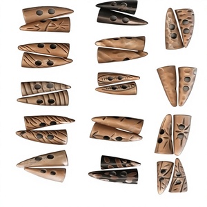 Natural Horn Flatback <b>Toggles</b> Rectangle Pattern Mesh Decoration for Ethnic Clothes Jeans Bags Overcoat DIY Garment Accessories - Product Image 2