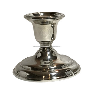 Bougeoir conique en aluminium fini nickel pour la décoration d'éclairage domestique Autres bougeoirs Lanternes et bocaux à bougies - Product Image 1