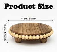 Présentoir Rond en Bois Personnalisé avec Logo, Plateau sur Pied à Bord Perlé pour Plantes, Bougies, Décoration de Comptoir de Cuisine – Vente en Gros