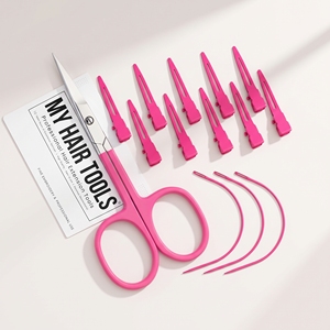 Kit de pose d'extensions capillaires 14 pièces : Ciseaux à couper les fils, 10 pinces de sectionnement, 3 aiguilles de type C – Fournitures de salon - Product Image 1