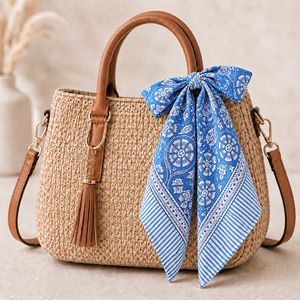 Blue Cotton Bandana Square Scarf With Paisley Pattern Casual 53x53cm Multifunctional Headwear For Spring And Summer - Product Image 2