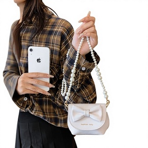 Bolsos de PU para Niñas, Lindos Bolsos de Mano Mini con Lazo y Perlas para Niñas - Product Image 4