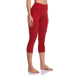 Leggings Capri pour femmes au design optimal, taille haute, cordon de serrage, sur mesure, haute qualité, spandex/nylon, écologiques, respirants, séchage rapide - Product Image 2
