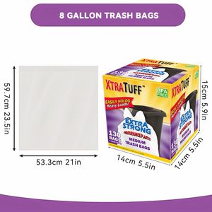 Bolsas de Basura Desechables Grandes de 8 Galones, 130 Bolsas de Basura Resistentes a Desgarros y Perforaciones, Tecnología de Desodorización para Cocina y Baño - Product Image 3