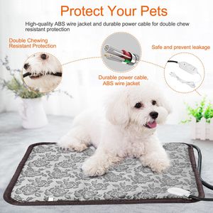 Alfombra Eléctrica Calefactora Impermeable para Perros y Gatos de 27.6x17.7 Pulgadas, Manta Térmica Ajustable Resistente a Mordeduras con Cable de Acero, Almohadillas y Tapetes para Mascotas - Product Image 4