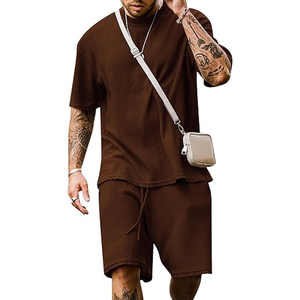 Mens T Shirt Cargo Shorts <b>Set</b> Manufacturer 2 Piece Cotton Summer Outfit OEM Custom Logo Wholesale Bulk - Product Image 1