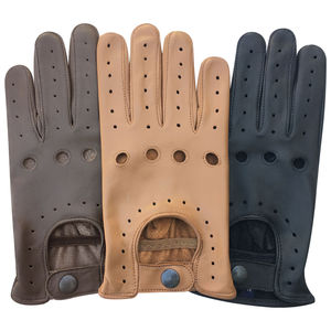 Gants de conduite en cuir respirants, antidérapants, légers, style course, pour la moto et les voyages - Product Image 5
