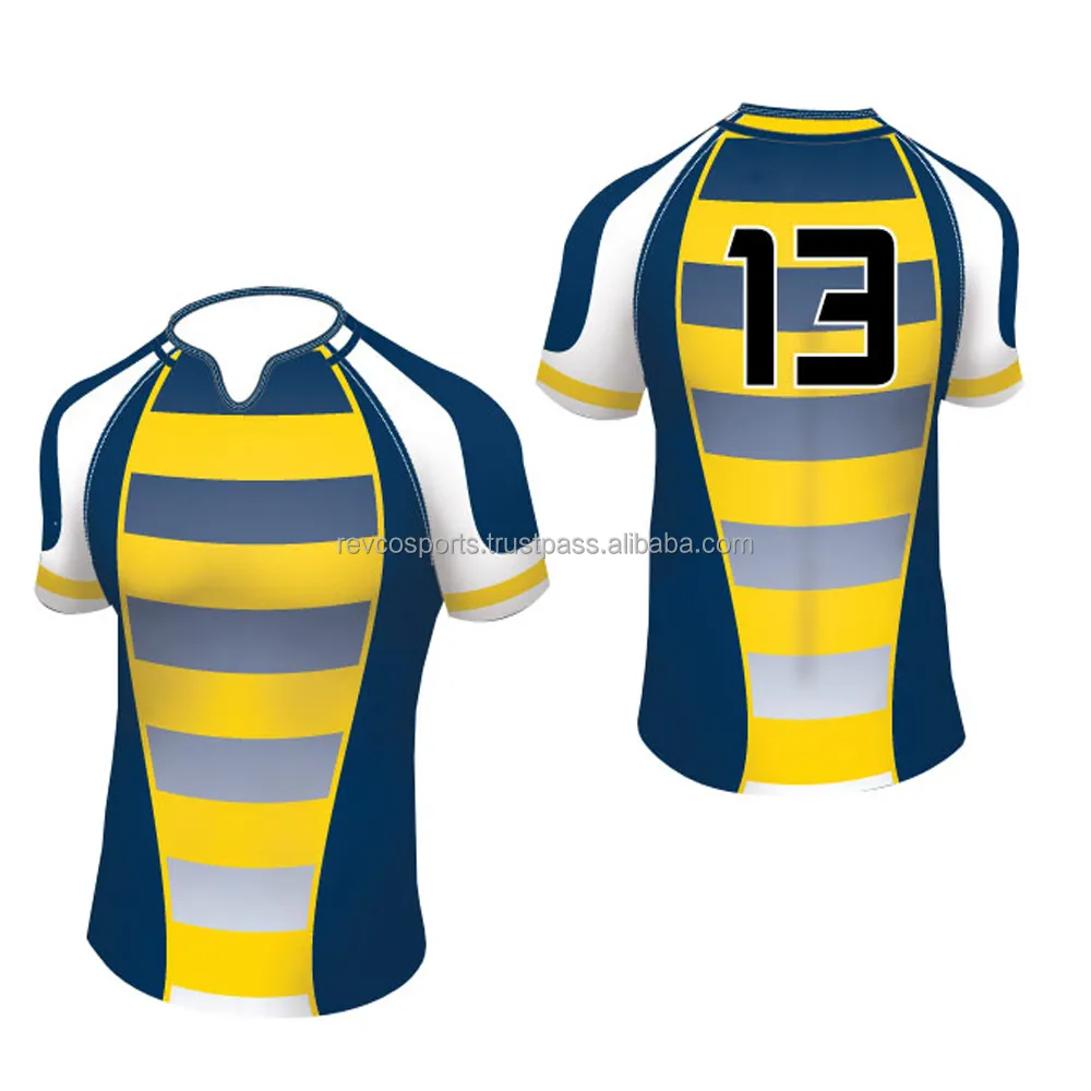 Maillot de rugby haut de gamme hommes polyester cousu rugby porter des chemises nouvelle mode maillots de rugby à manches courtes