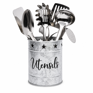 Porte-couverts en métal galvanisé texturé doré personnalisé avec poignée, organisateur multifonctionnel pour couverts et ustensiles - Product Image 4