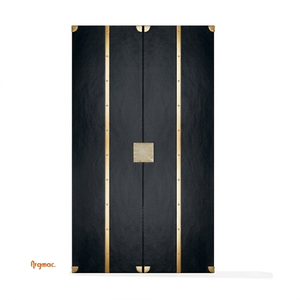 Armoire de bar multifonction moderne en bois massif, personnalisée, enveloppée de cuir, avec surpiqûres diamantées de luxe CASA DEL VINO, pour la maison haut de gamme - Product Image 4