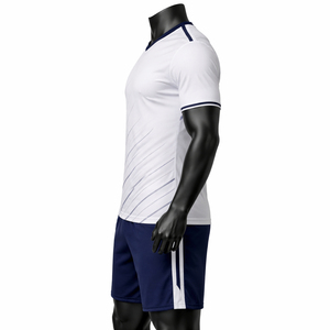 Ensemble de maillot de football pour homme, imprimé géométrique blanc, manches courtes, polyester respirant, uniforme adulte, logo personnalisé, uniforme de football - Product Image 3