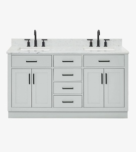 Meuble-lavabo de salle de bain Timothy de 61 pouces, double vasque, directement de l'usine, seulement 5 options de finition, vente en gros, usine du Vietnam - Product Image 1