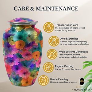 โกศบรรจุอัฐิรูปดอกไม้สีสันสดใสสำหรับผู้ใหญ่ โกศโลหะหลากสีสำหรับใส่เถ้ากระดูก – โกศที่ระลึกทำด้วยมือ - Product Image 6