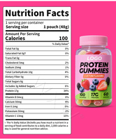 Gummies protéinés au lactosérum 17g Marque Blanche SAVEURS PERSONNALISÉES Gummies riches en protéines Collation pour la récupération musculaire Approvisionnement direct usine
