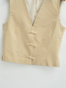 Gilets et vestes décontractées pour femmes, couleur kaki, col en V, boutonnées, respirantes, sans manches, avec poches à rabat – Grande Vente - Product Image 4