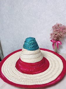 Mexican Sombrero Hand Embroidery Natural Grass <b>Straw</b> <b>Hat</b> with Pom Poms-Wild Western Sports Party Casual Daily <b>Hat</b> Decoration - Product Image 1