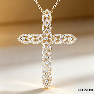 CUSTOM SILVER 14K/18K GOLD PLATED LAB GROWN CVD DIAMOND LUXURY ENGAGEMENT GIFT SWEATER <b>CHAIN</b> NECKLACE <b>CROSS</b> PENDANT VS QUALITY - Product Image 3