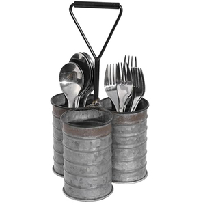 Porta Cubiertos Galvanizado de Alta Calidad con Mango de Madera, Organizador de Utensilios Metálico para Restaurantes y Hoteles, Precio Más Bajo - Product Image 2