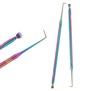Peine Separador de Pestañas de Acero Inoxidable con Recubrimiento de Plasma Arcoíris, Herramienta Multifuncional de Doble Punta para Lifting y Permanente de Pestañas - Product Image 4