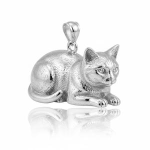 Pendentif chat en argent sterling 925, design personnalisé d'animaux mignons en 3D - Product Image 2