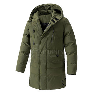 Premium Quality <b>Men's</b> Hooded <b>Long</b> Cotton Padded <b>Jacket</b> with Front Logo Breathable Casual Winter Outerwear - Product Image 3