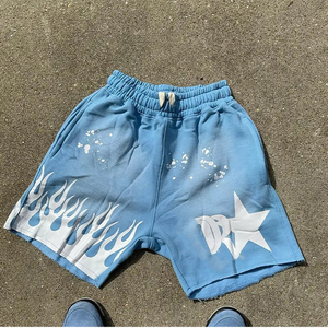 Pantalon en éponge française de style High Street pour hommes Short en coton surdimensionné vieilli vintage délavé à l'acide imprimé du logo personnalisé du fabricant - Product Image 2