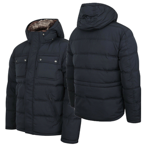 Chaqueta Acolchada con Capucha para Hombre, Color Azul Marino, Cortavientos, de Poliéster, para Invierno, Cierre de Cremallera, Corte Regular, Forro de Piel Sintética - Product Image 5