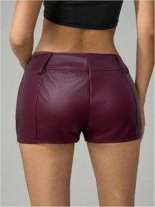 Shorts de Cuero Sintético para Mujer, Estilo Ciclista, Cintura Alta, PU, Diseño Moderno, Fabricante OEM ODM - Product Image 3