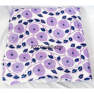 Tissu en coton 100% imprimé à la main avec motifs floraux indiens, vendu au mètre, vêtements pour femmes, tissu imprimé Jaipuri, tissu de luxe pour l'été - Product Image 4