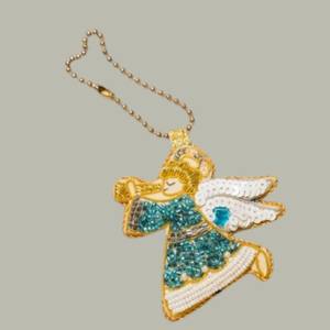 Decoración Colgante con Forma de Ángel y Adornos Zari |   Adorno Festivo para Pared Hecho a Mano con Cuentas, Zari y Pedrería - Product Image 3