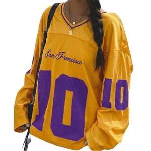 Custom Unisex Breathable 100% Polyester Print Streetwear American Football Jerseys Embroidery Patch Letter Logo Team Uniforms - Product Image 4