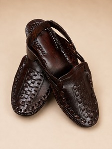 Sandales plates unisexes QTC en cuir véritable, respirantes, pour l'hiver et l'été, marron foncé, design artisanal, haute qualité - Product Image 2