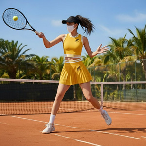 Ensemble de jupes respirantes personnalisées OEM pour femmes, comprenant un crop top à capuche avec impression de logo décontractée, idéal pour l'hiver - Product Image 4