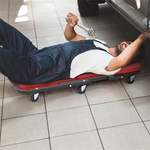 Sgabello Pieghevole per Officina con Seduta Imbottita e 6 Ruote Universali, Strumento di Riparazione a Doppia Modalità per Officine - Product Image 3