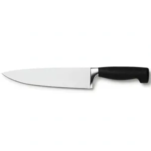 Couteau de chef de 6 pouces, manche noir lisse, lame argentée unie, couverts de cuisine pour couper les fruits, hacher les légumes, cuisine, restaurant - Product Image 3