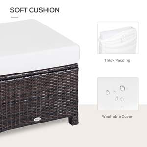 Poggiapiedi in vimini in resina color marrone scuro per esterni con struttura in acciaio con cuscino mobili da giardino per cortili eleganti - Product Image 6
